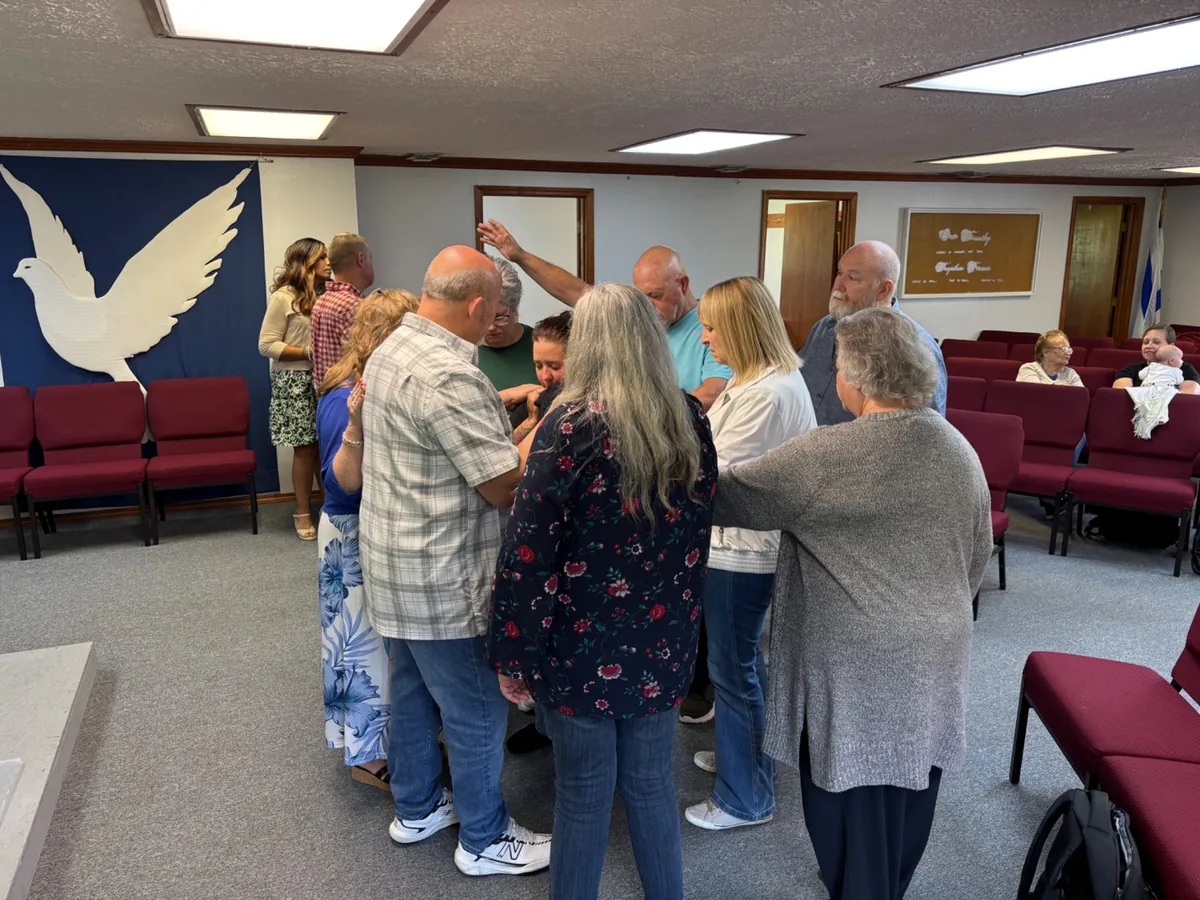 Church family talking after service